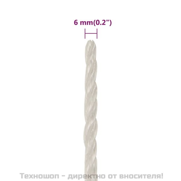 Работно въже бяло 6 мм 100 м полипропилен