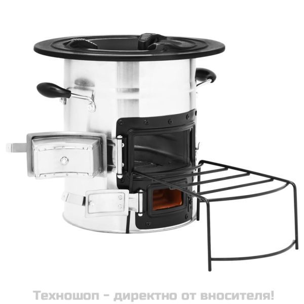 Къмпинг печка на дърва сребърна 51,5x35x30,5 см инокс
