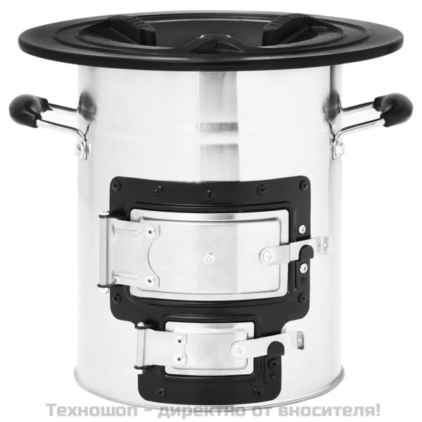 Къмпинг печка на дърва сребърна 51,5x35x30,5 см инокс