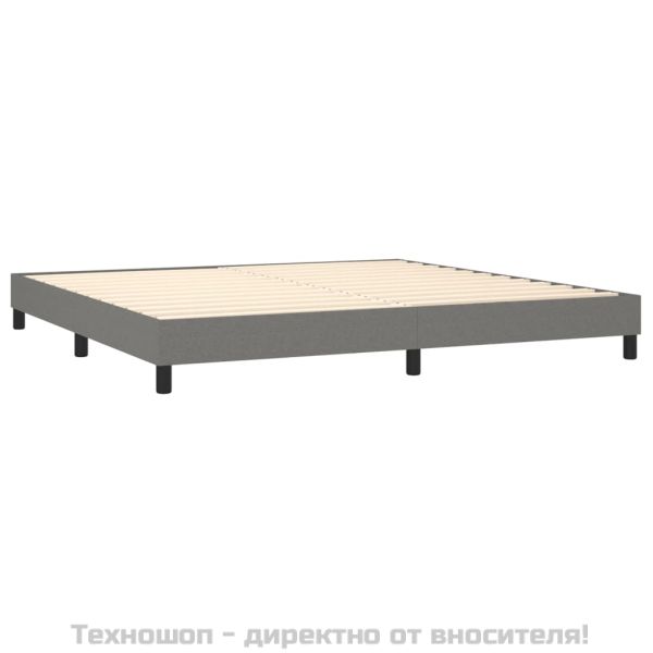 Боксспринг легло с матрак и LED, тъмносиво, 200x200 см, плат