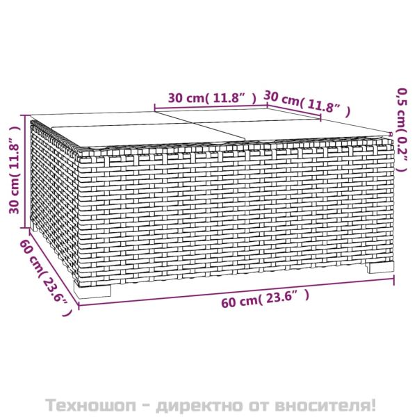 Градински лаундж комплект с възглавници 4 части черен полиратан