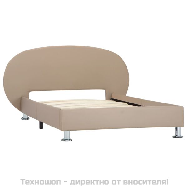 Рамка за легло, капучино, изкуствена кожа, 100x200 cм