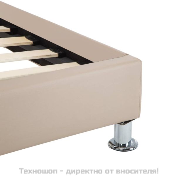Рамка за легло, капучино, изкуствена кожа, 100x200 cм