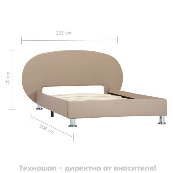 Рамка за легло, капучино, изкуствена кожа, 100x200 cм