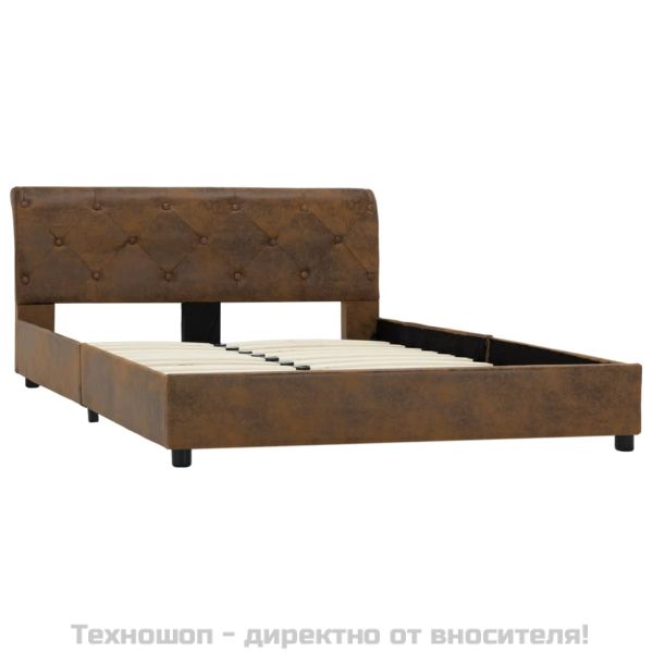 Рамка за легло, кафява, изкуствен велур, 120x200 см