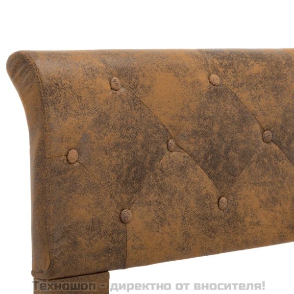 Рамка за легло, кафява, изкуствен велур, 120x200 см