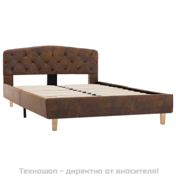 Рамка за легло, кафява, изкуствен велур, 120x200 см