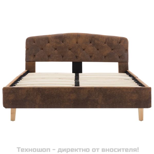 Рамка за легло, кафява, изкуствен велур, 120x200 см