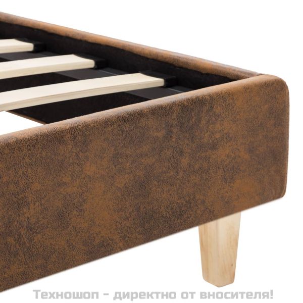 Рамка за легло, кафява, изкуствен велур, 120x200 см