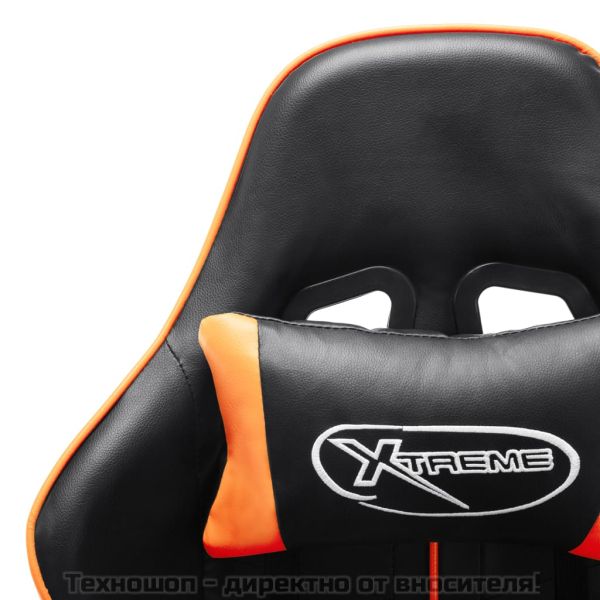 Геймърски стол, черно и оранжево, изкуствена кожа