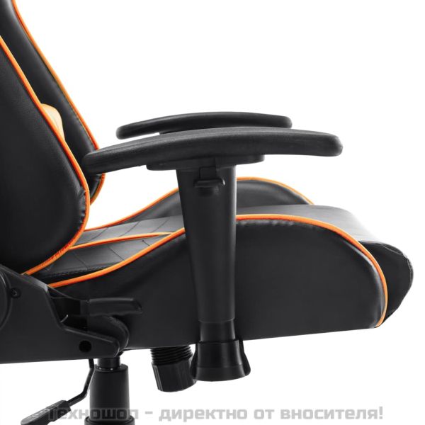 Геймърски стол, черно и оранжево, изкуствена кожа