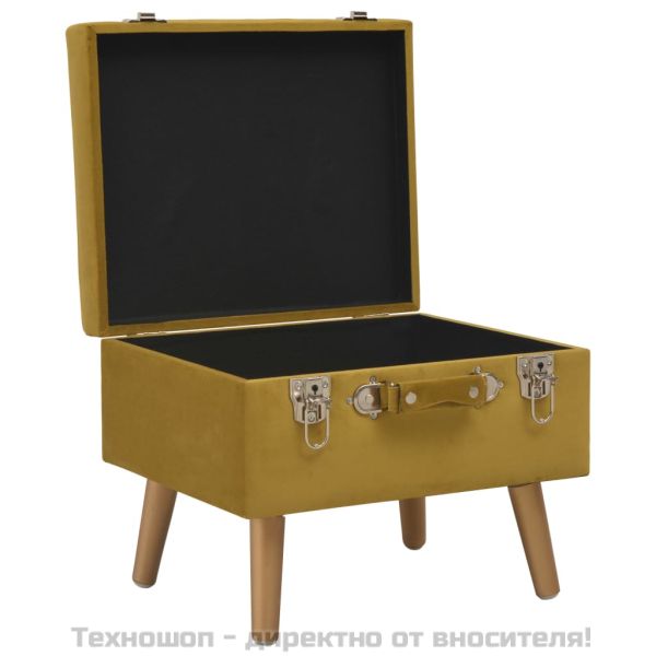 Табуретки за съхранение, 3 бр, горчица жълто, кадифе