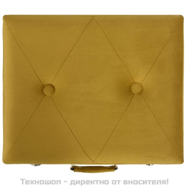 Табуретки за съхранение, 3 бр, горчица жълто, кадифе