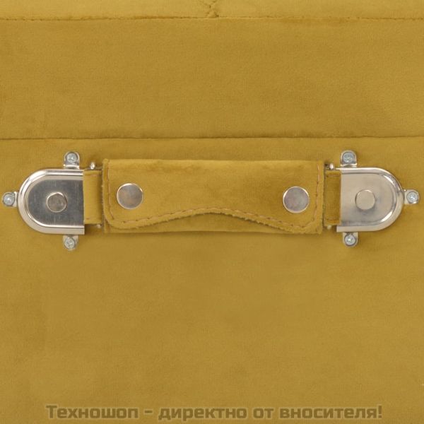 Табуретки за съхранение, 3 бр, горчица жълто, кадифе