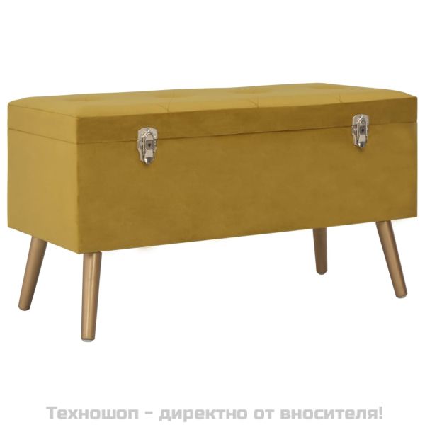 Табуретки за съхранение, 3 бр, горчица жълто, кадифе