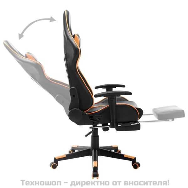 Геймърски стол с подложка крака черно/оранжево изкуствена кожа