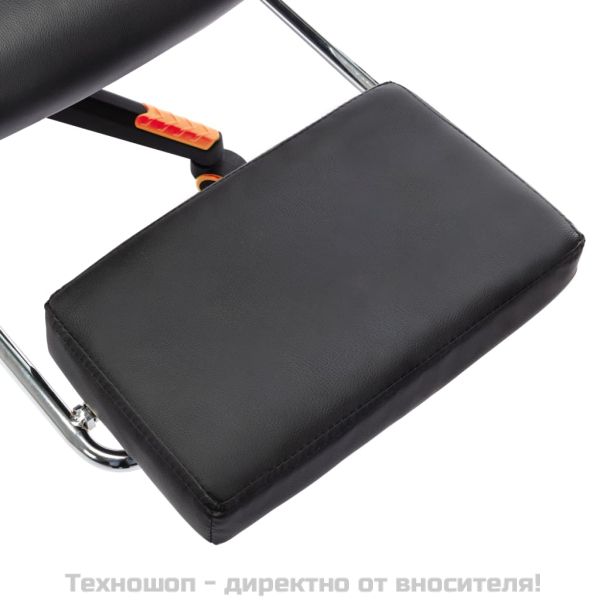 Геймърски стол с подложка крака черно/оранжево изкуствена кожа