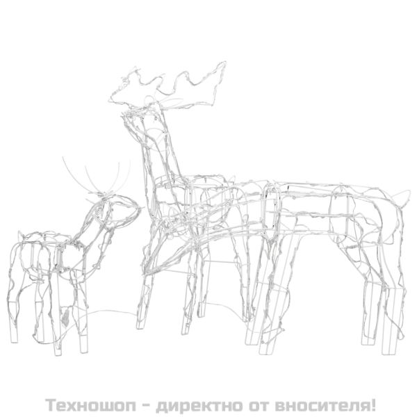 Коледна украса, 3 светещи елена, 229 LED лампички