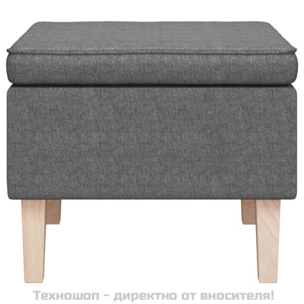 Табуретка с дървени крака, светлосива, текстил