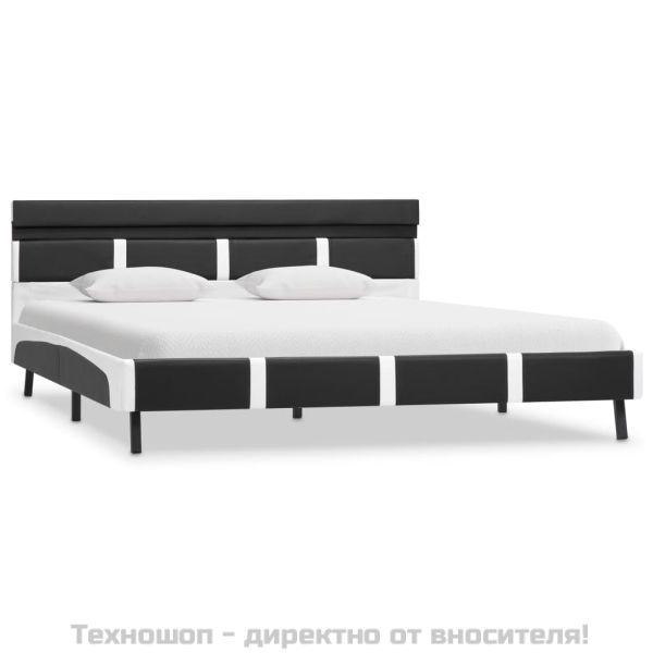 Рамка за легло с LED, сива, изкуствена кожа, 140x200 cм