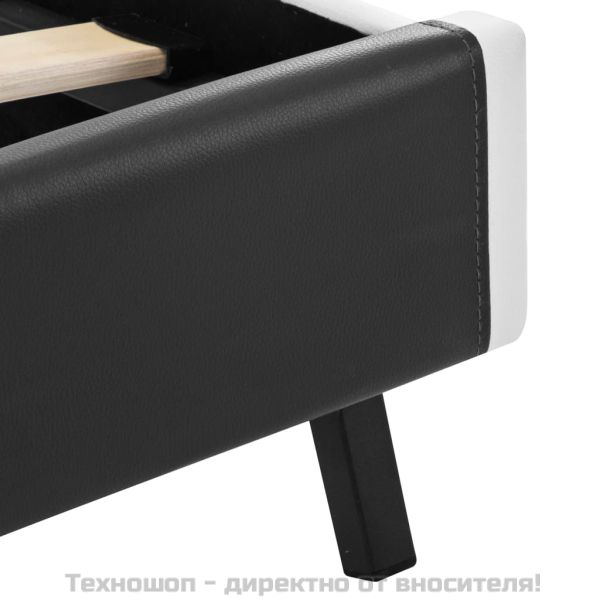 Рамка за легло с LED, сива, изкуствена кожа, 140x200 cм