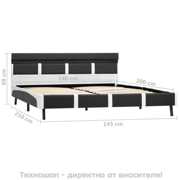 Рамка за легло с LED, сива, изкуствена кожа, 140x200 cм