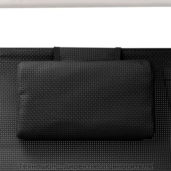 Двоен шезлонг със сенник, Textilene, черен