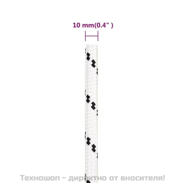 Плетено въже за лодка бяло 10 мм x 25 м полиестер