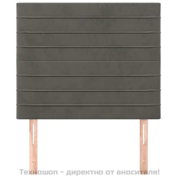 Табла за легло, тъмносива, 100x5x118/128 см, кадифе