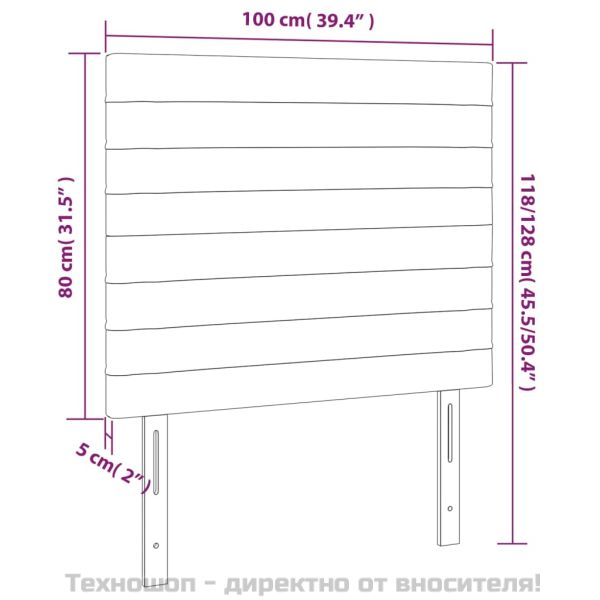 Табла за легло, тъмносива, 100x5x118/128 см, кадифе