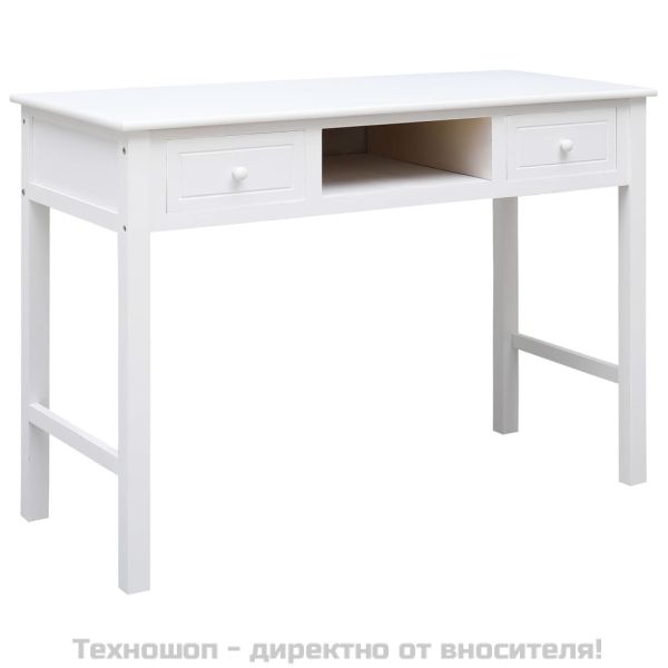 Бюро, бяло, 108x45x76 см, масивна дървесина пауловния