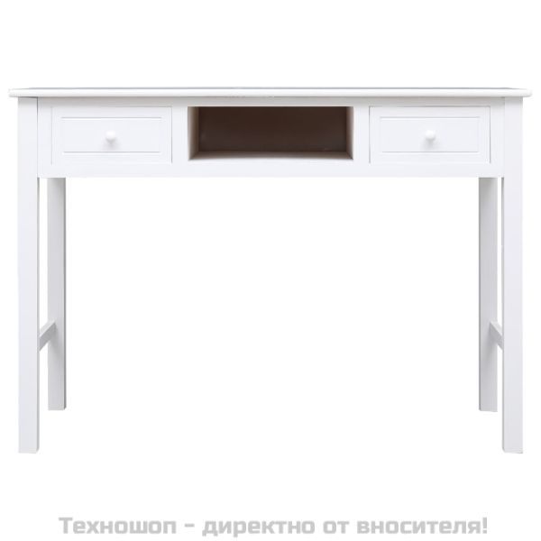 Бюро, бяло, 108x45x76 см, масивна дървесина пауловния