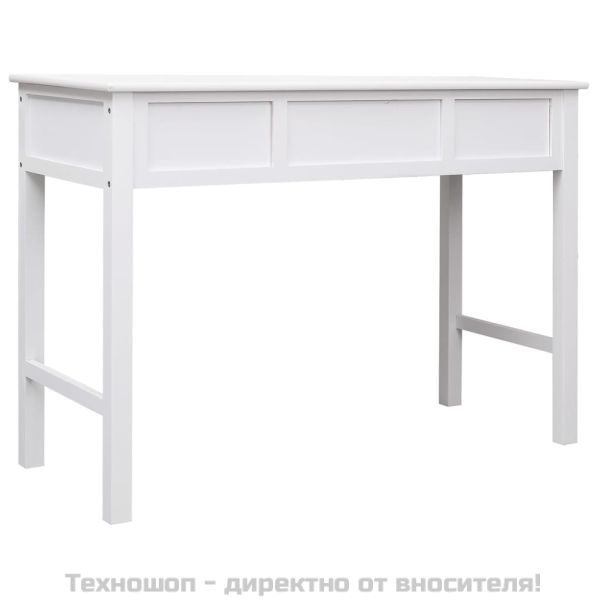 Бюро, бяло, 108x45x76 см, масивна дървесина пауловния