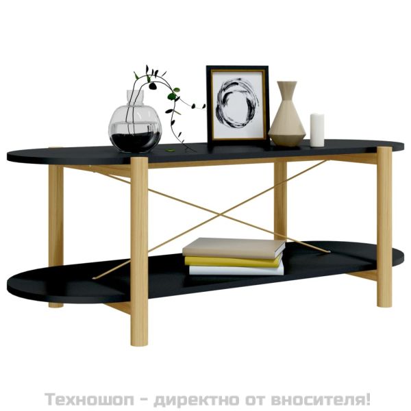 Кафе маса, черна, 110x48x40 см, инженерно дърво