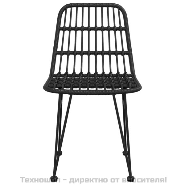 Градински столове, 2 бр, черни, 48x62x84 см, PE ратан
