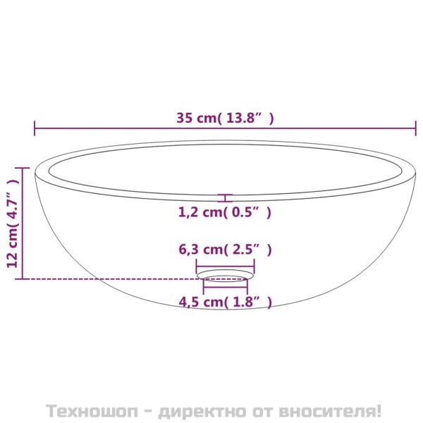 Мивка закалено стъкло 35x12 см бяла