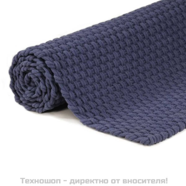 Килим правоъгълен нейви син 120x180 см памук