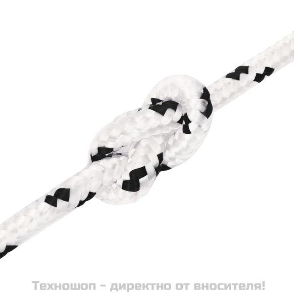 Плетено въже за лодка бяло 8 мм x 100 м полиестер
