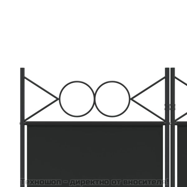 Параван за стая, 6 панела, черен, 240x200 cм, плат