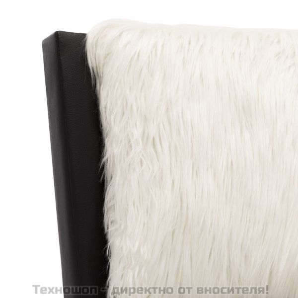 Рамка за легло с LED, черно и бяло, изкуствена кожа, 180x200 cм