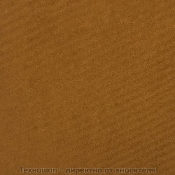 Табуретка с дървени крака, кафява, кадифе