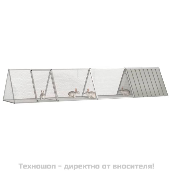 Клетка за зайци сива 403,5x80,5x71 см поцинкована стомана
