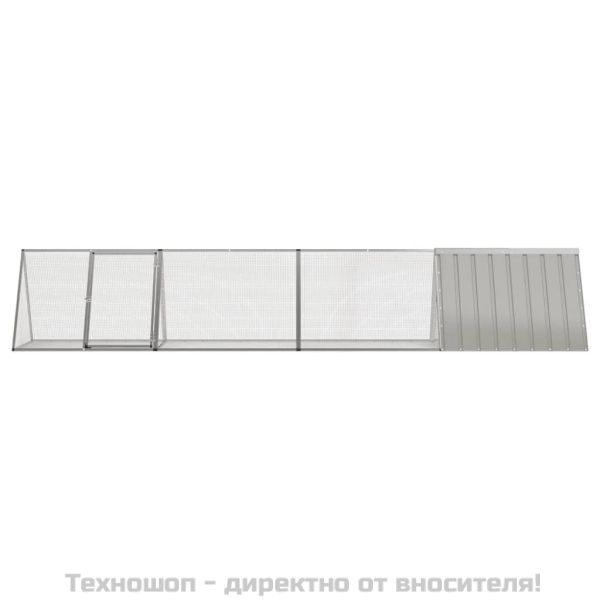 Клетка за зайци сива 403,5x80,5x71 см поцинкована стомана