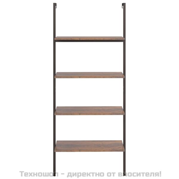 Етажерка стълба с 4 рафта тъмнокафяво и черно 64x35x152,5 см