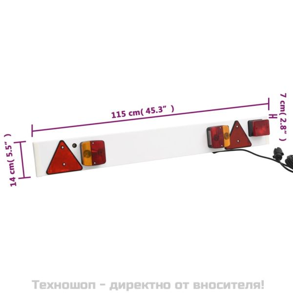 Светлина за ремарке, червена, 115x7x14 см, 12V крушка