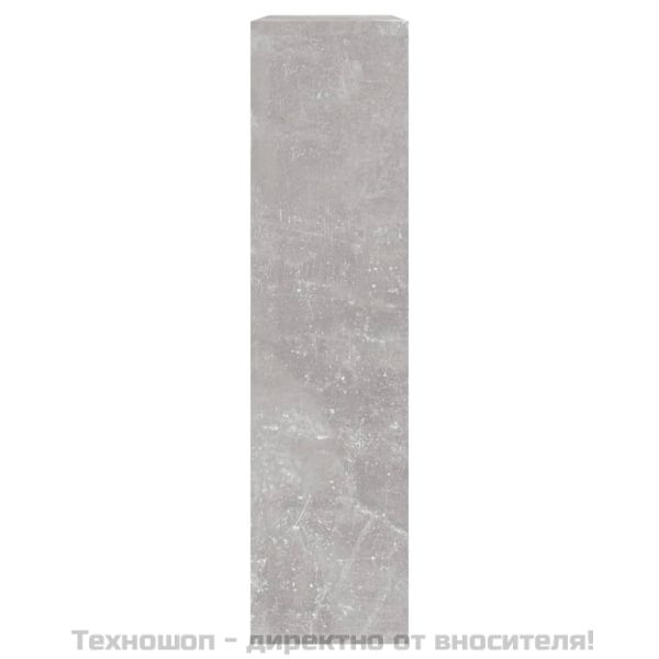 Шкаф за обувки с огледало, 2 нива, бетонно сив, 63x17x67 см