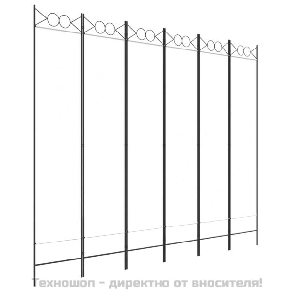 Параван за стая, 6 панела, бял, 240x200 см, текстил
