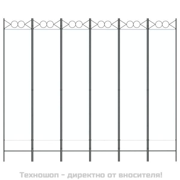 Параван за стая, 6 панела, бял, 240x200 см, текстил