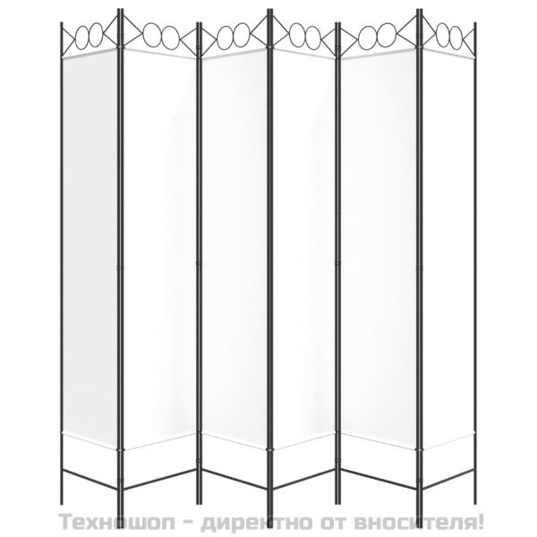 Параван за стая, 6 панела, бял, 240x200 см, текстил