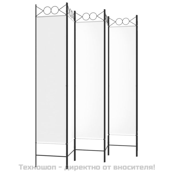 Параван за стая, 6 панела, бял, 240x200 см, текстил